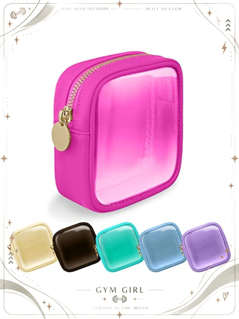 Clear Mini Makeup Bag Nylon PVC Cosmetic Travel Toiletry Zipper Preppy